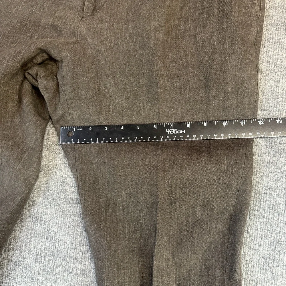 Todd Snyder Linen Dress Pants Men 34x32 Brown Flat Front Made in Portugal(34x27)